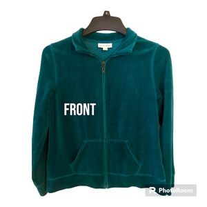 Womens Petite Small Studio Works Green Velour Jacket
